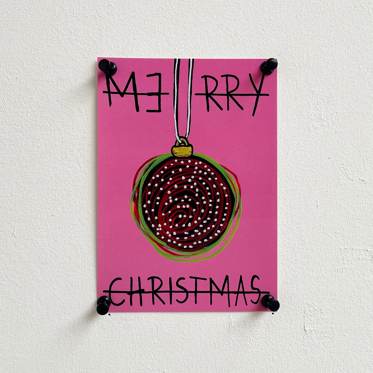 CHRISTMAS CARD - BAUBLE - PINK