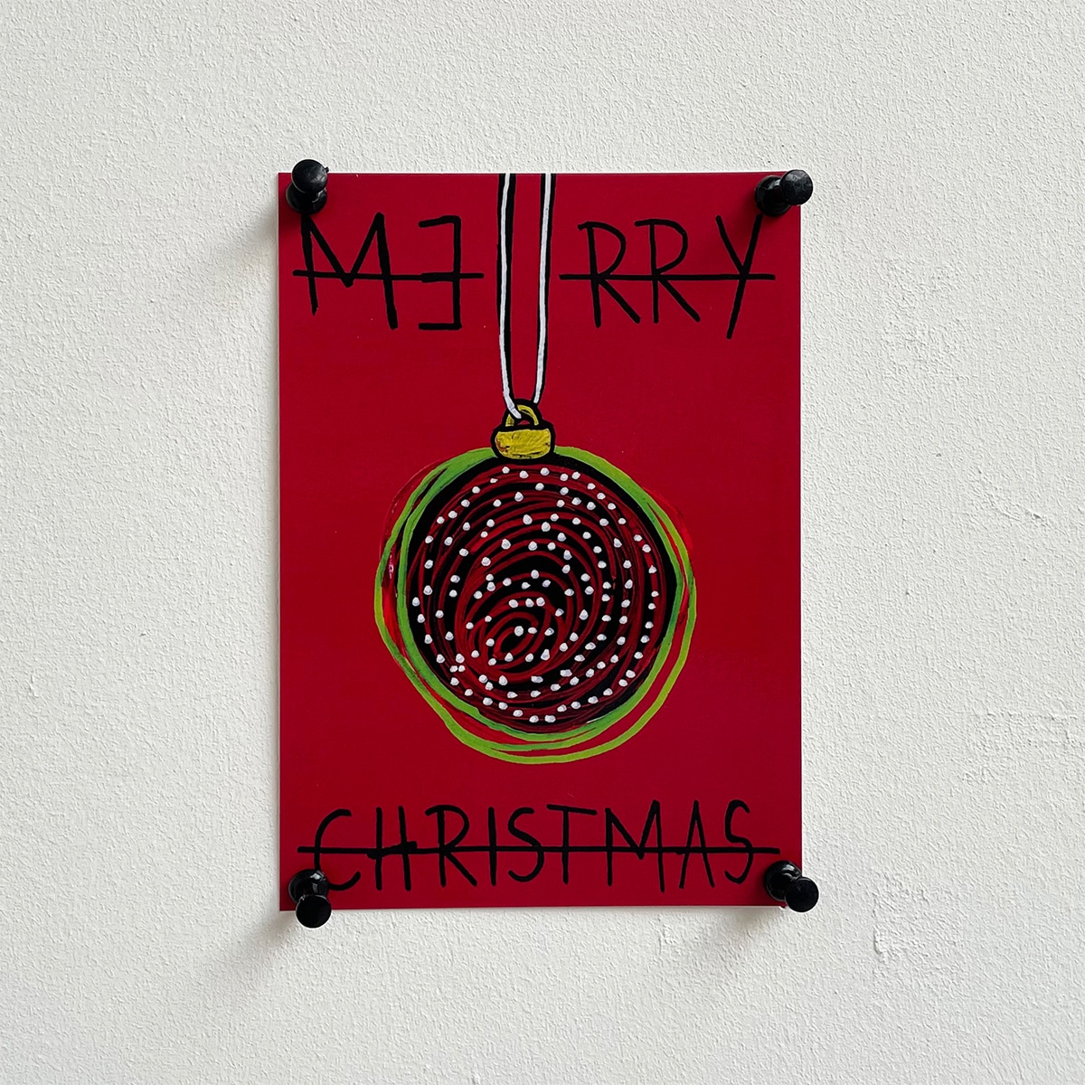 CHRISTMAS CARD - BAUBLE - RED