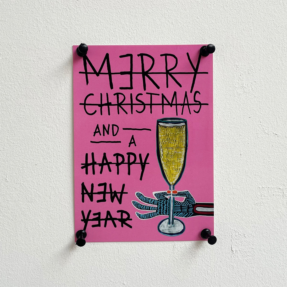 CHRISTMAS CARD - CHEERS! - PINK