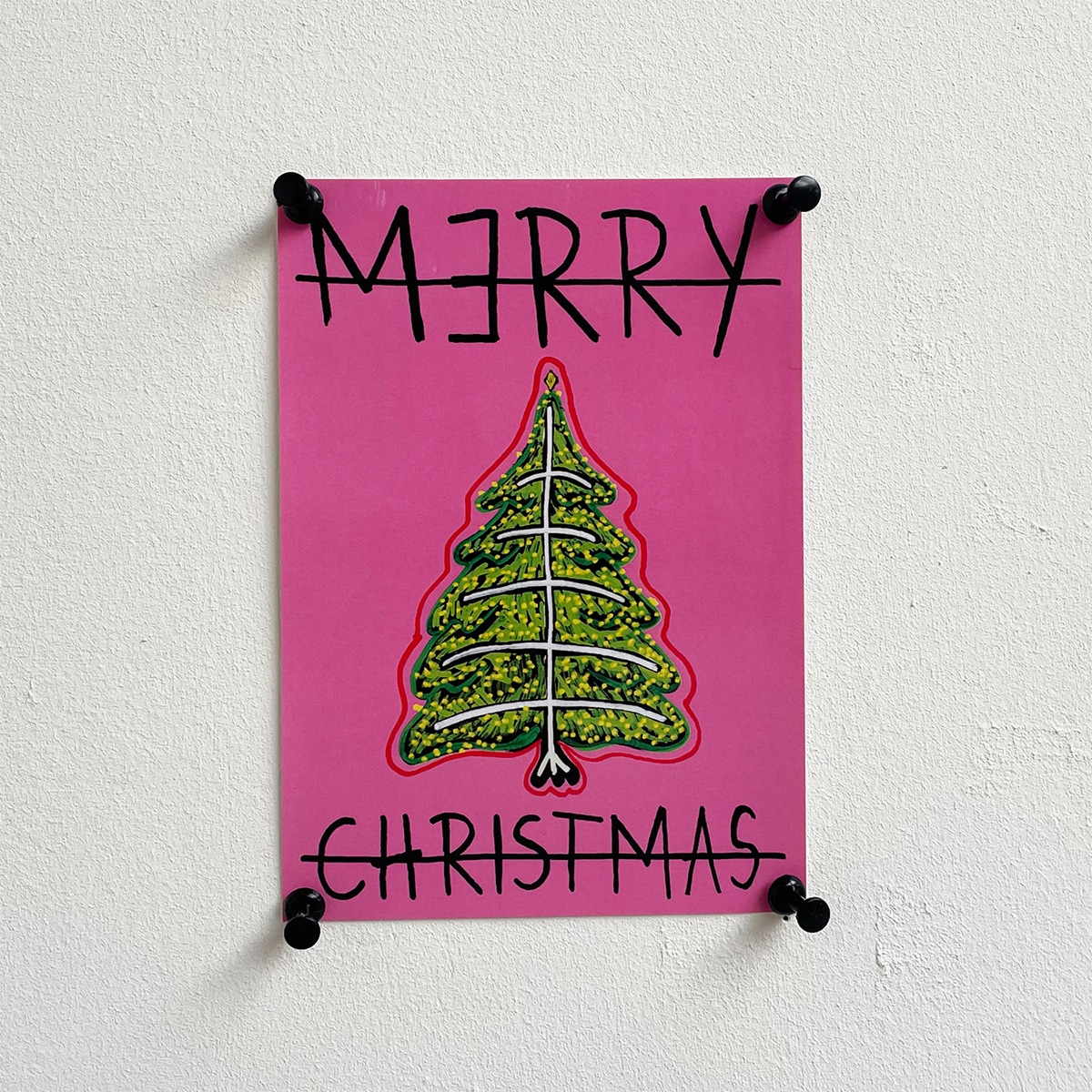 CHRISTMAS CARD - CHRISTMAS TREE - PINK