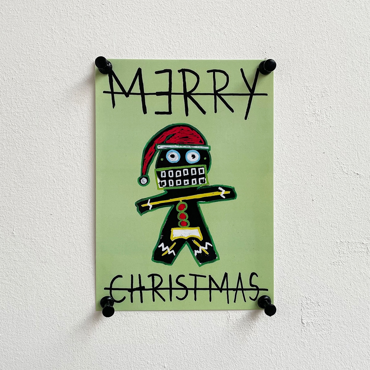 CHRISTMAS CARD - GINGERBREAD MAN - GREEN