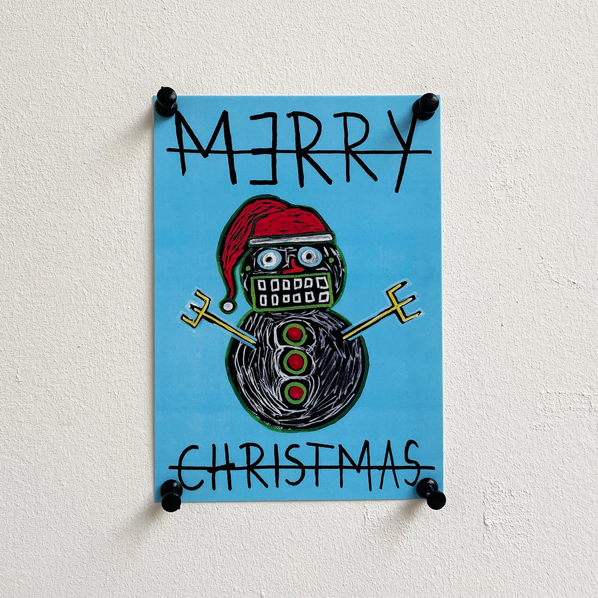 CHRISTMAS CARD - SNOWMAN - BLUE