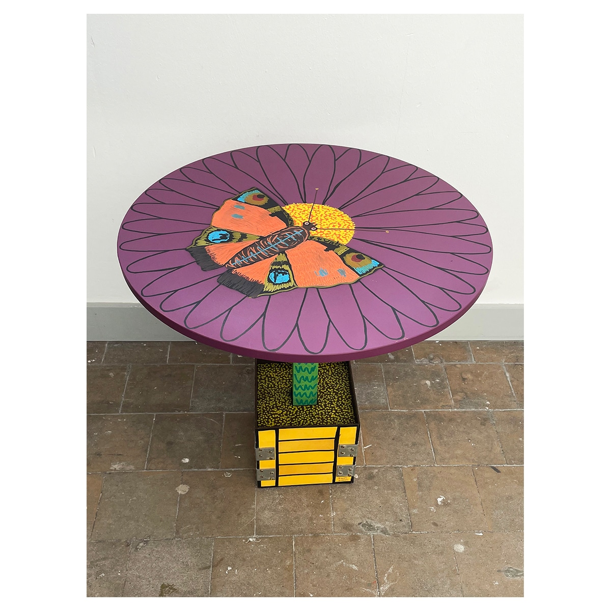 SIDE TABLE - POWER TO THE FLOWER - PURPLE ASTER - PEACOCK BUTTERFLY